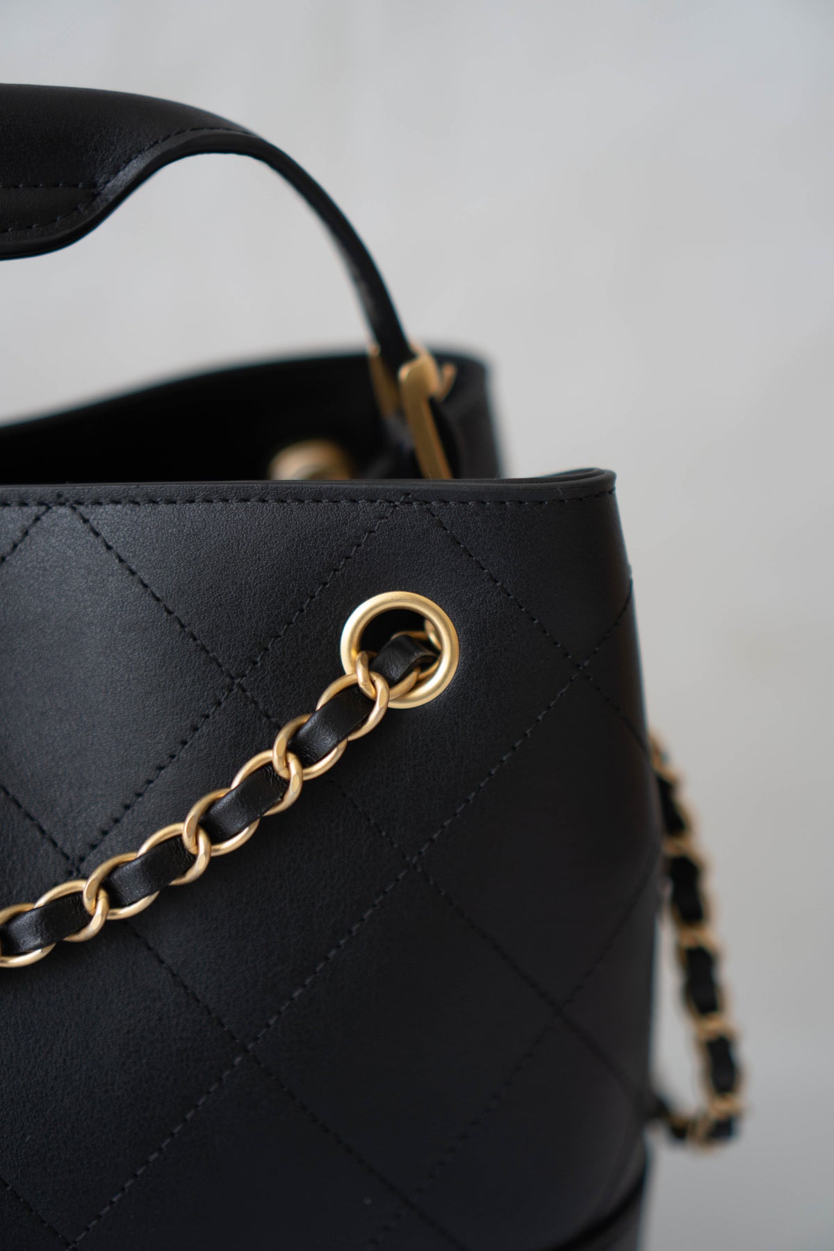 CC Large Hobo Bag – Black Calfskin in Gold Hardware