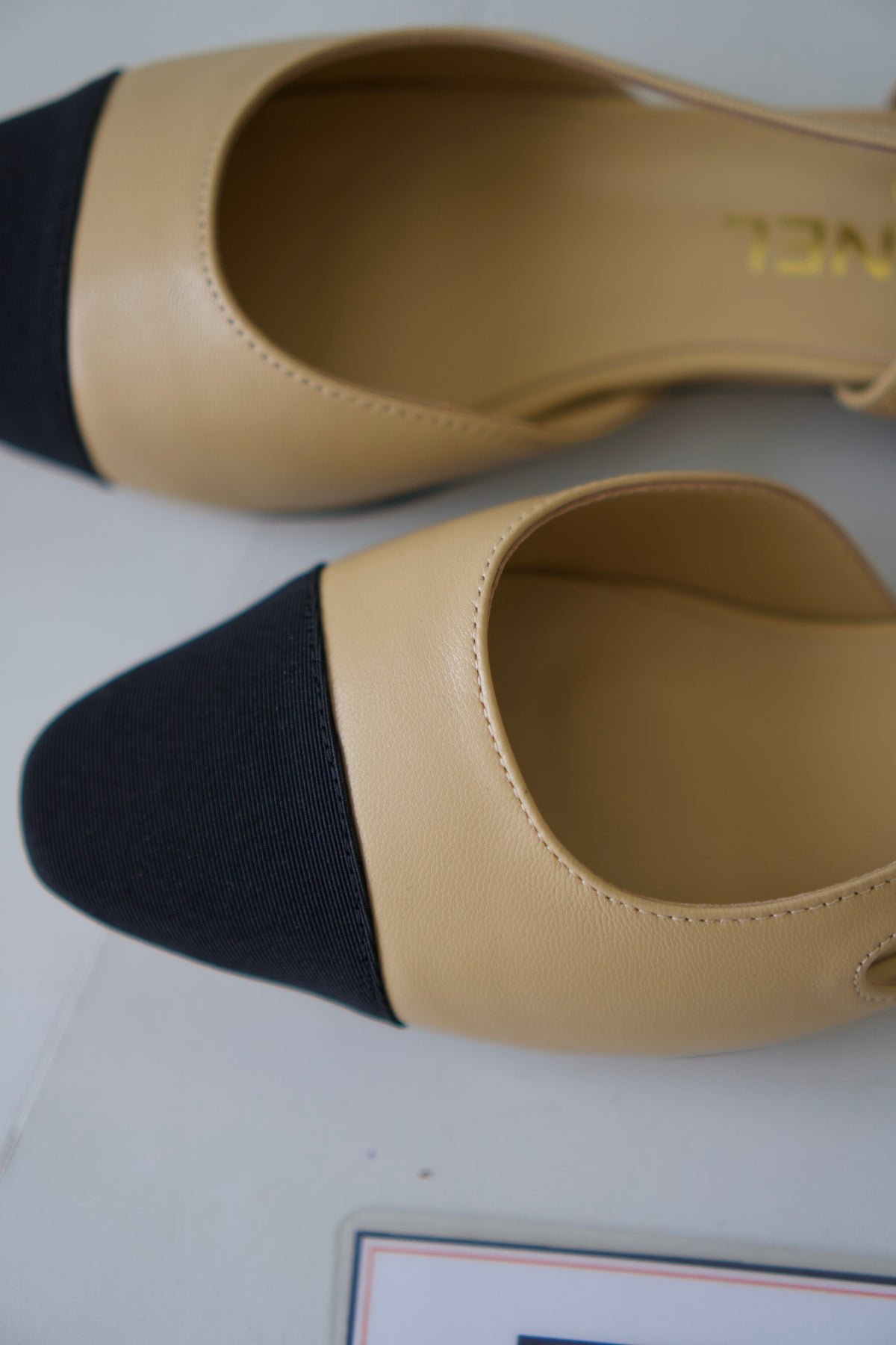 Classic Slingback Pumps – Beige & Black