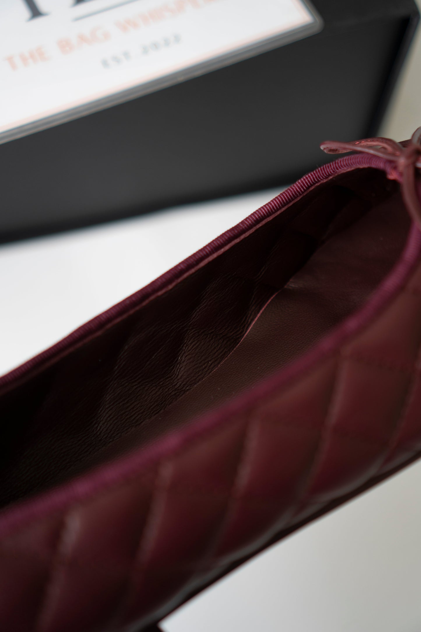 Quilted Ballet Flats in Burgundy Lambskin