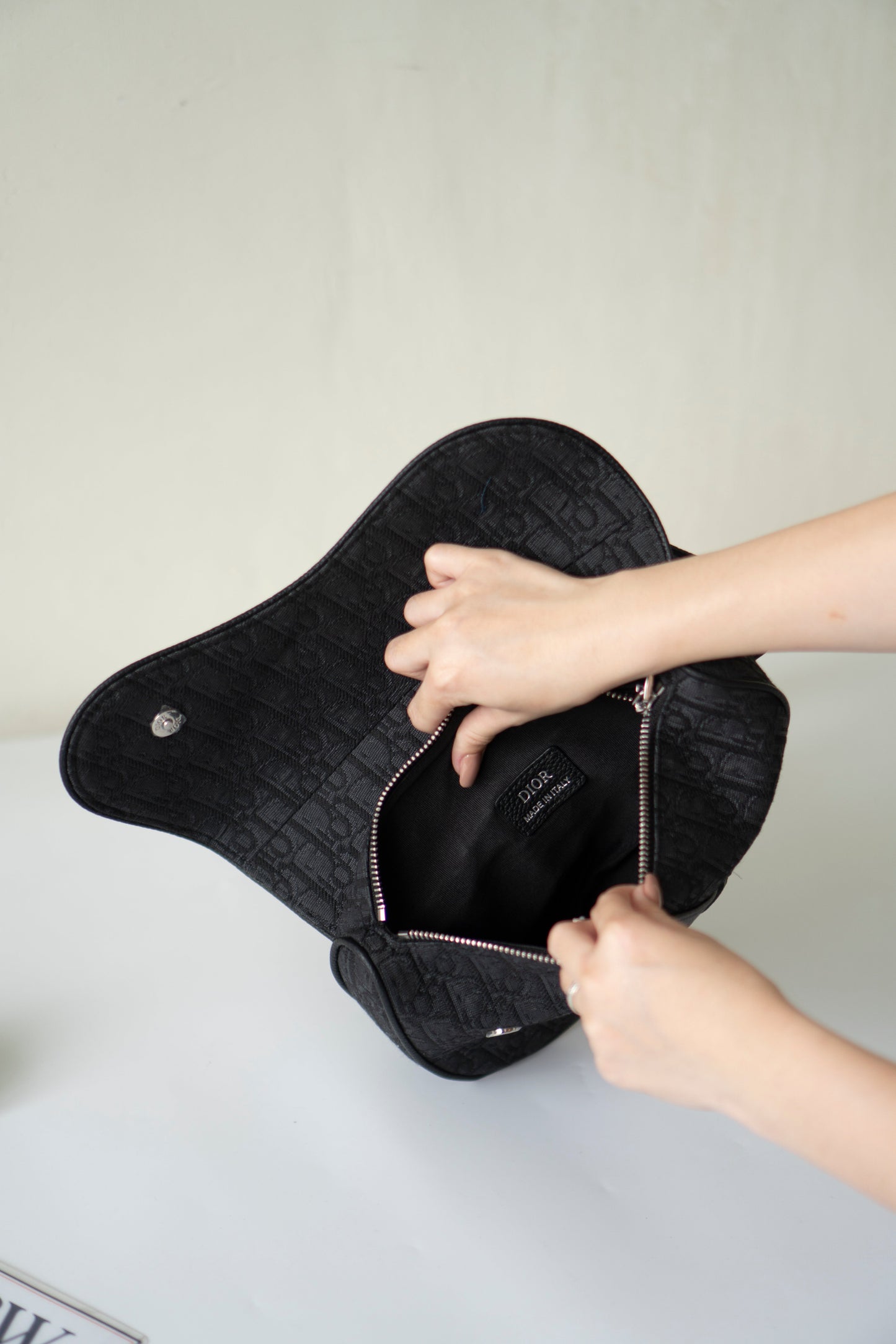 Saddle Bag in Black Oblique Jacquard