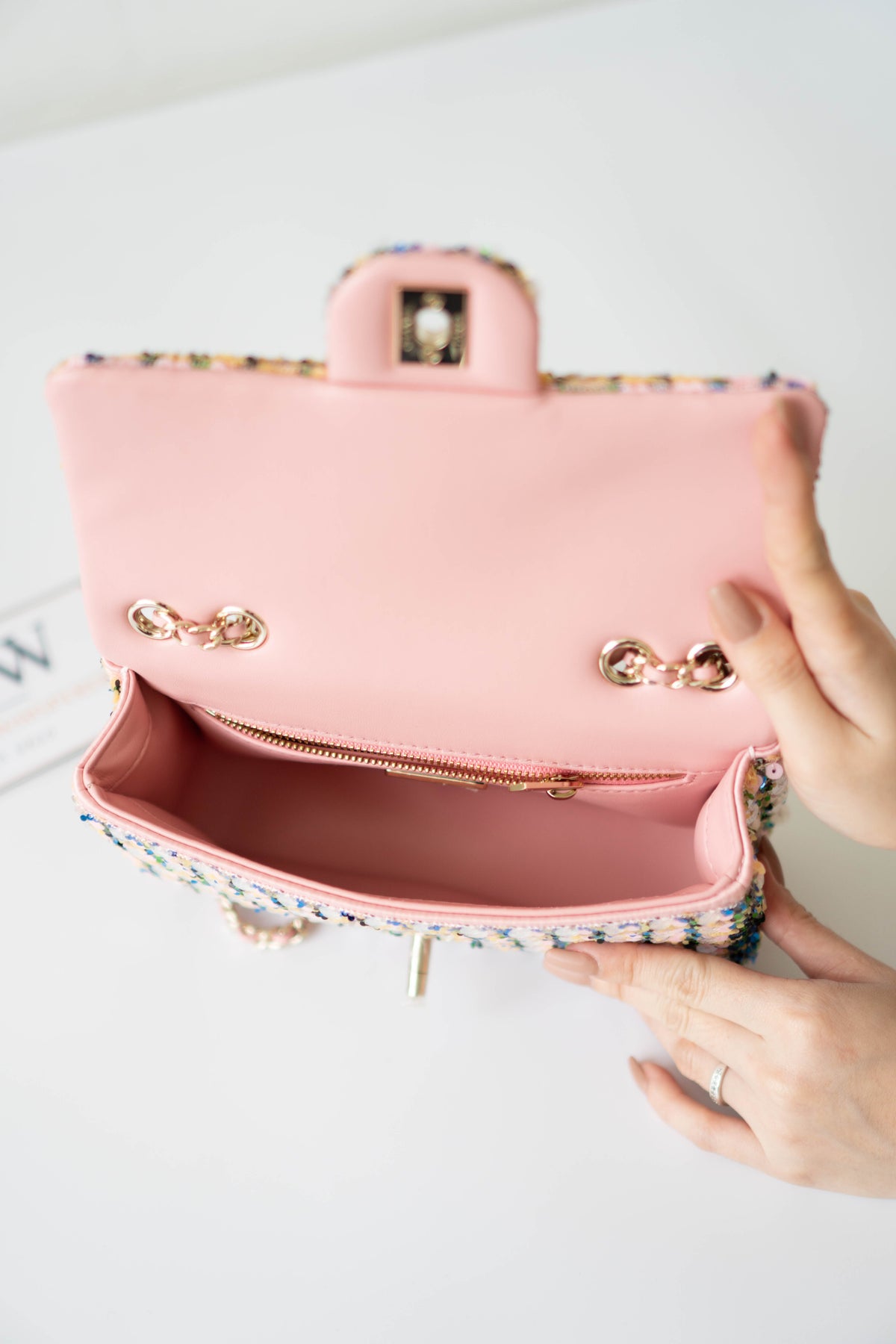 Sequin Flap Bag – Multicolor with Silver Hardware