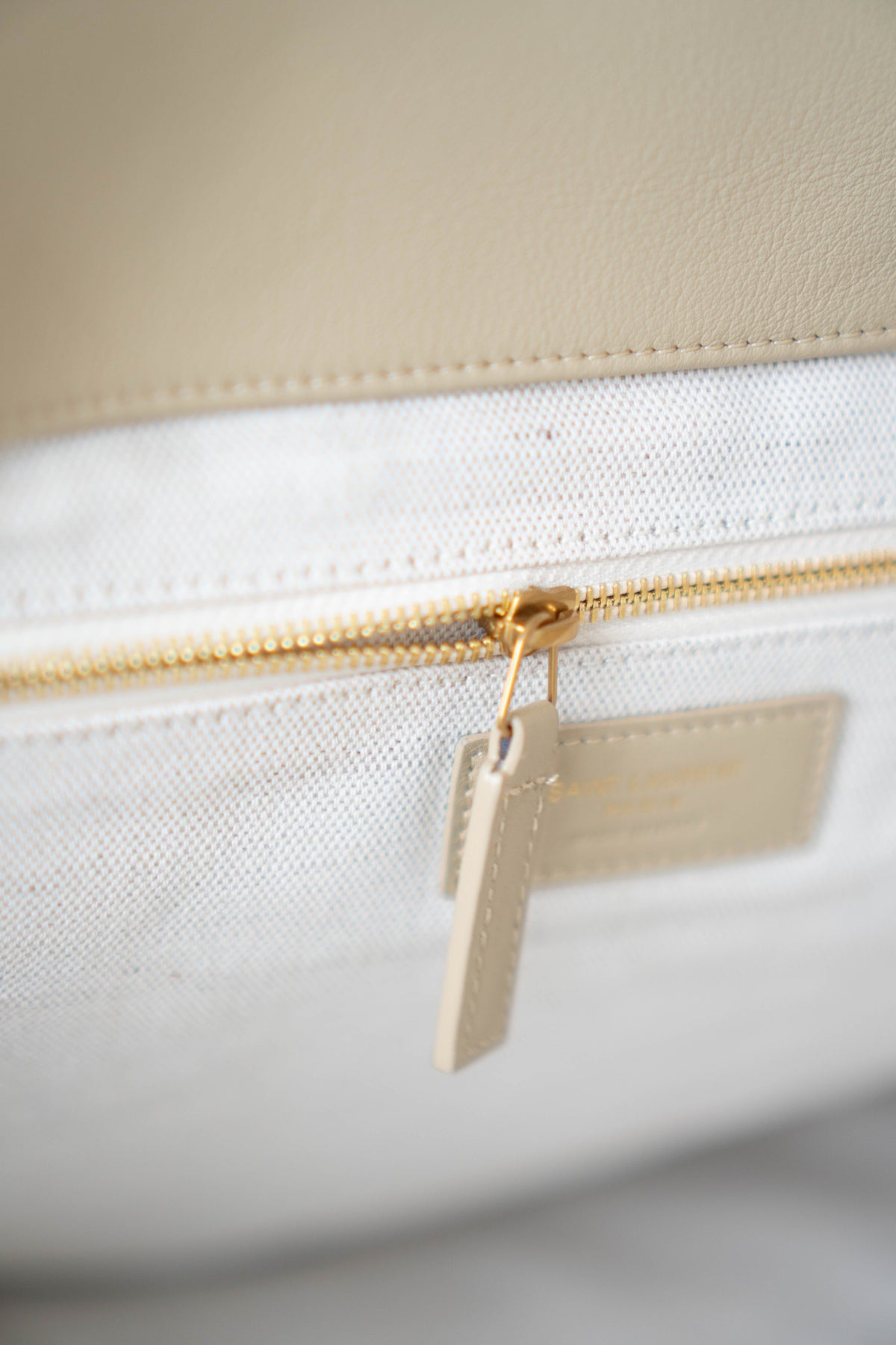 Icare Maxi Shopping Tote – Nubuck Suede in Beige with Gold Hardware