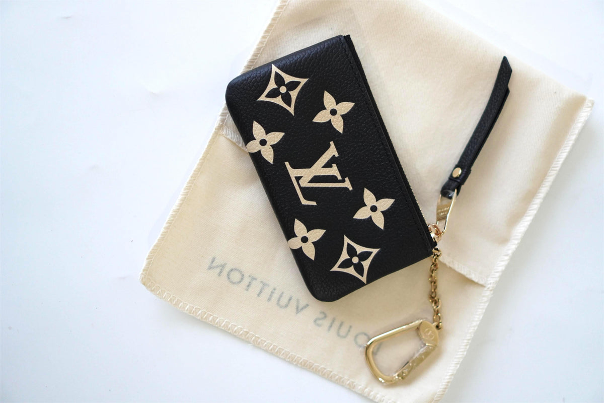 Key Pouch in black and beige Bicolor Monogram Empreinte leather
