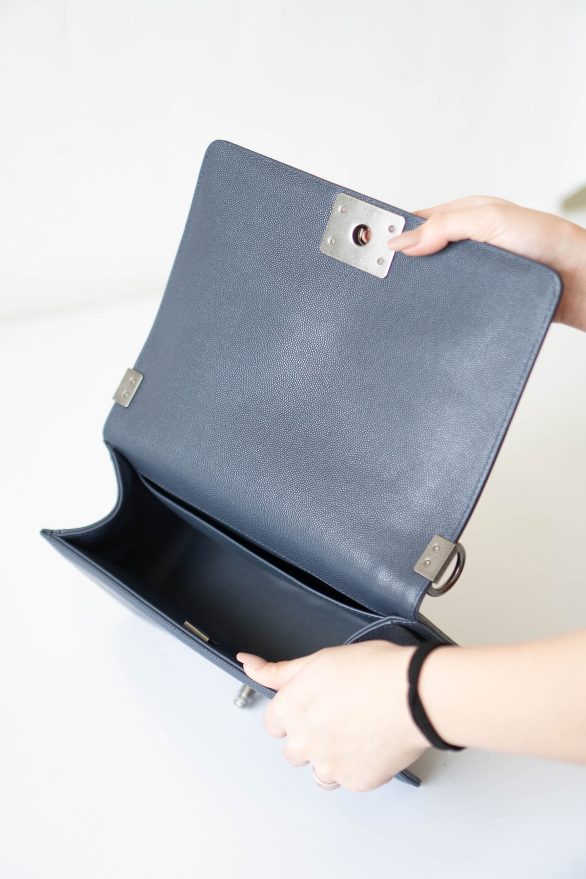 Boy Flap Bag – Old Medium Blue Quilted Leather with Ruthenium Hardware