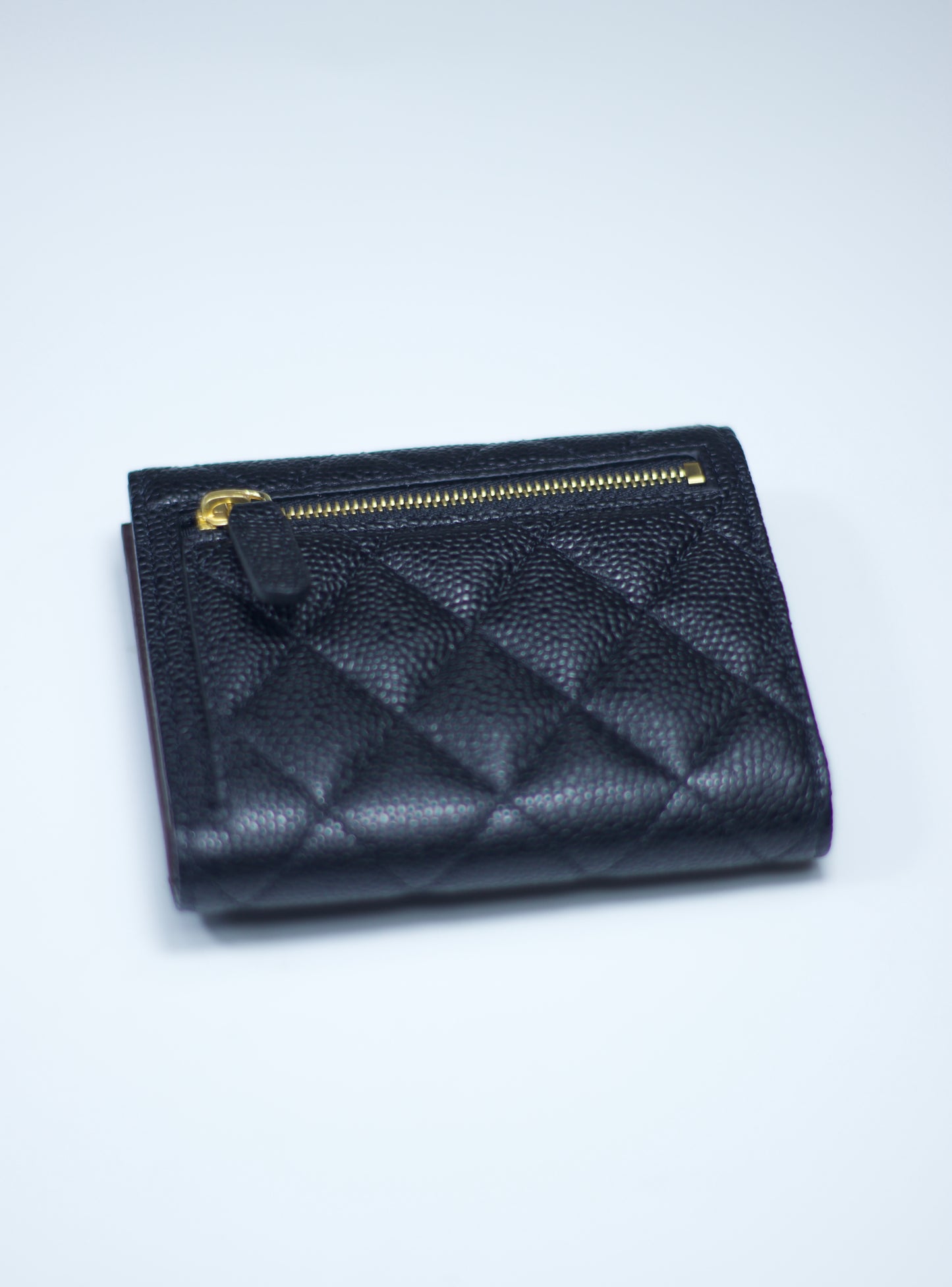 Classic Small Flap Wallet – Black Caviar with Gold Hardware