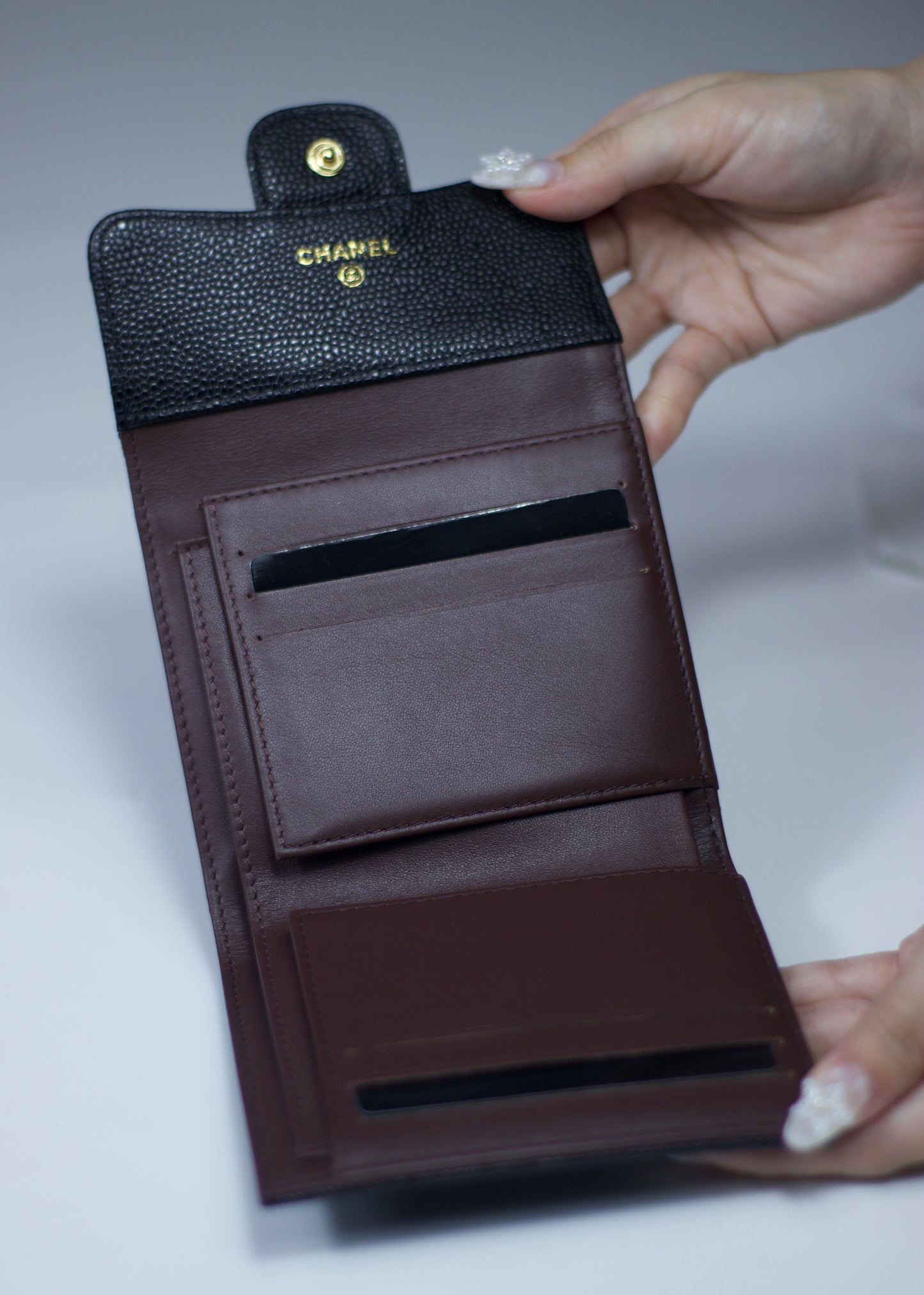 Classic Small Flap Wallet – Black Caviar with Gold Hardware
