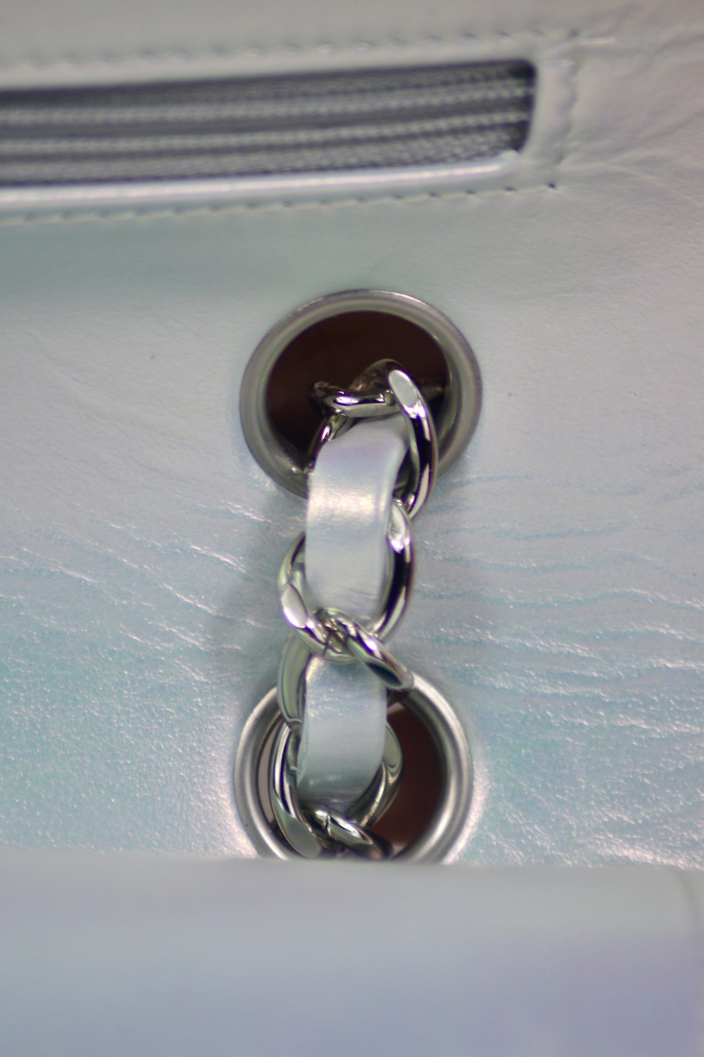 Classic Flap – Iridescent Blue 21K with Silver Hardware