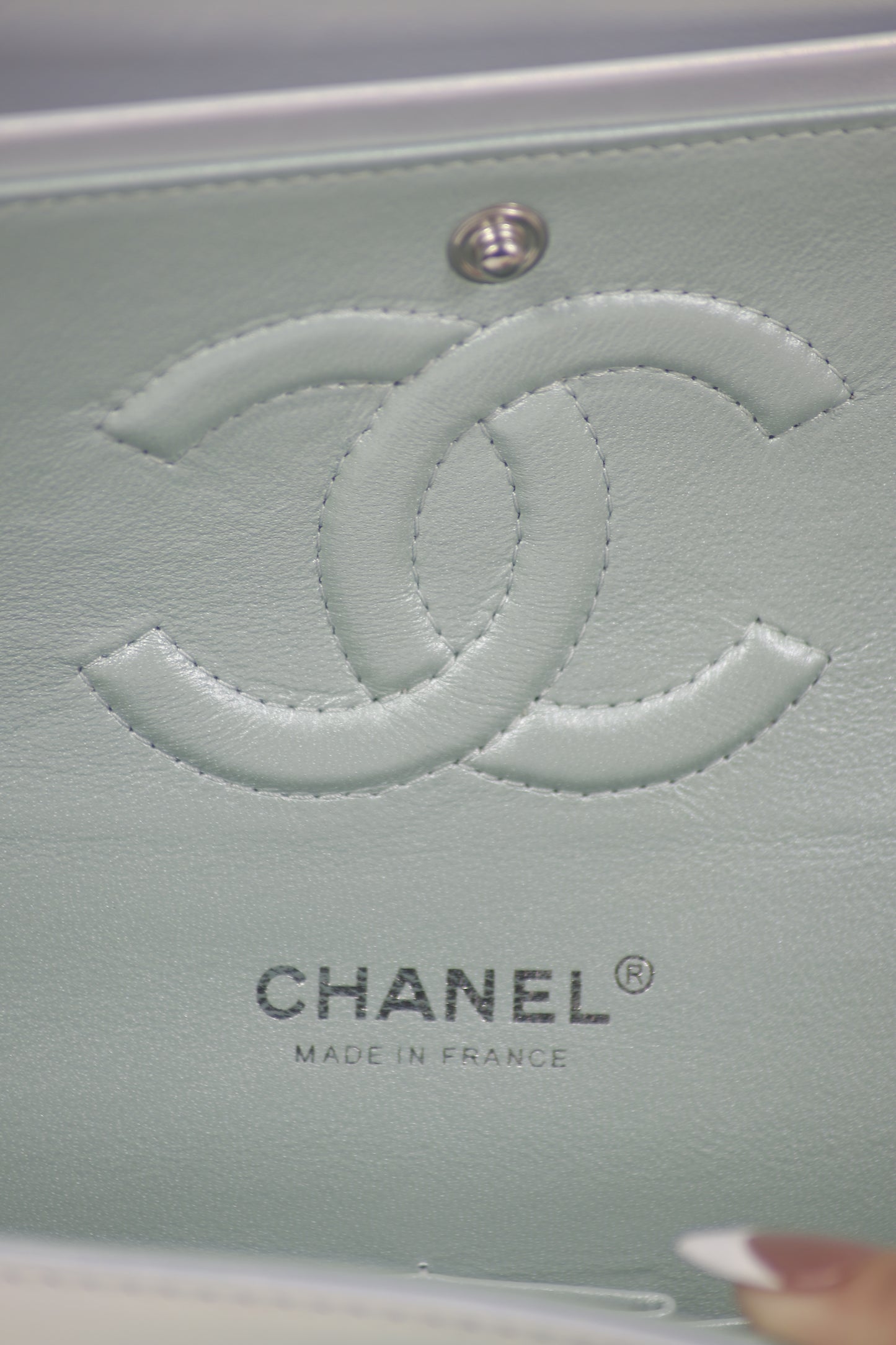 Classic Flap – Iridescent Blue 21K with Silver Hardware