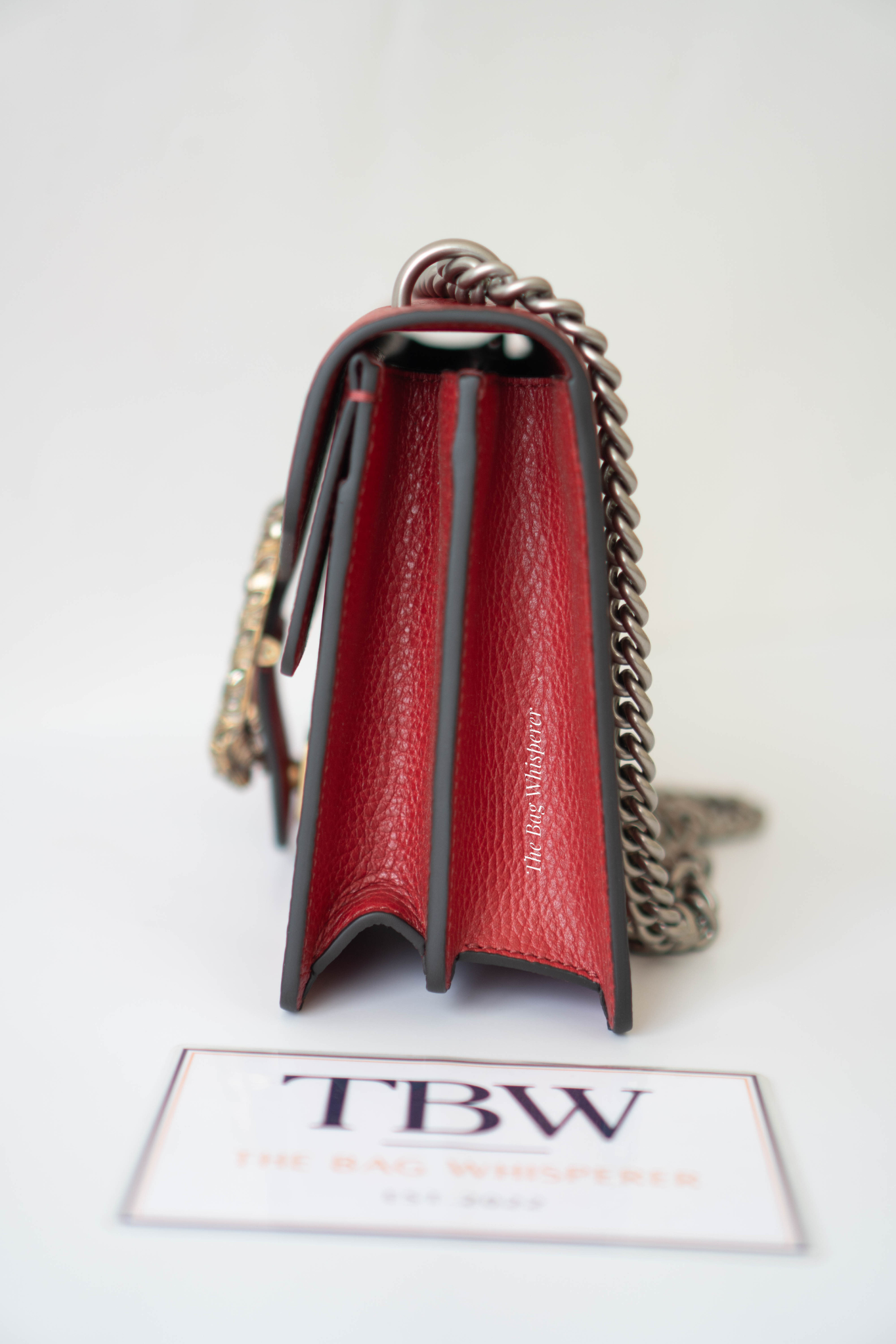 Dionysus Medium – Red Textured Leather with Antique Silver Hardware