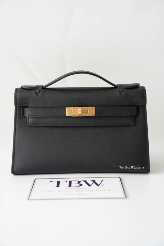 Mini Pochette – Black Swift Leather with Gold Hardware