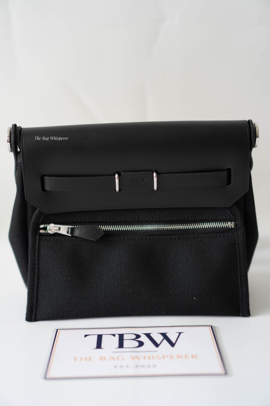 Mini Herbag – Black Canvas & Leather with Palladium Hardware