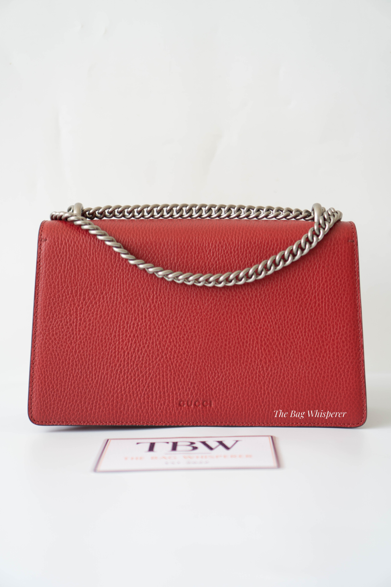Dionysus Medium – Red Textured Leather with Antique Silver Hardware