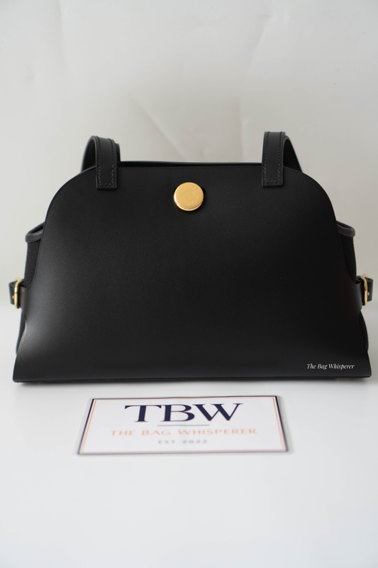 Tablier Shoulder Bag – Black Smooth Leather with Gold Hardware