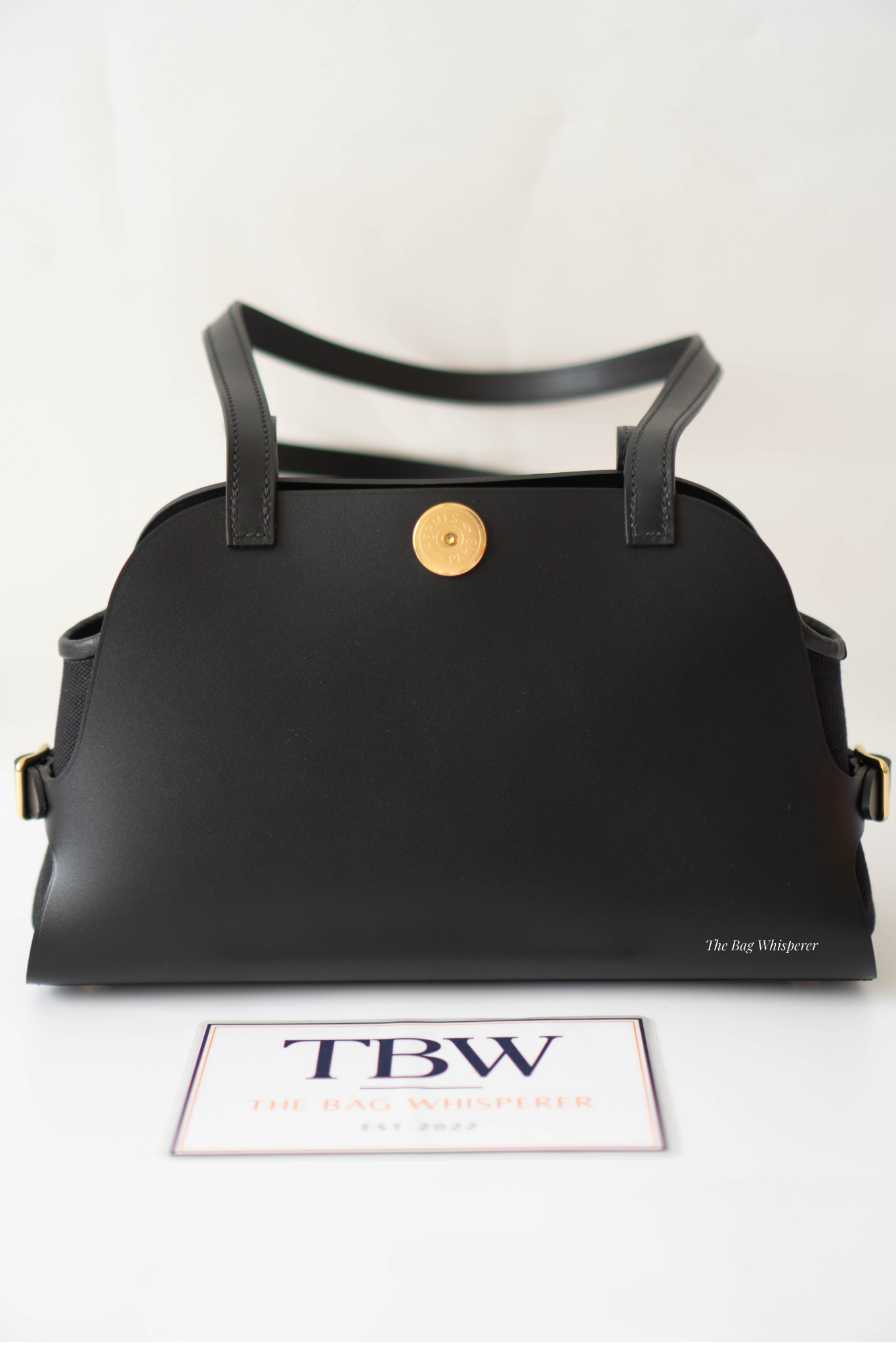 Tablier Shoulder Bag – Black Smooth Leather with Gold Hardware