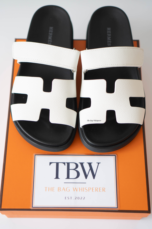 Chypre Sandals – Black Sole with White Epsom Leather