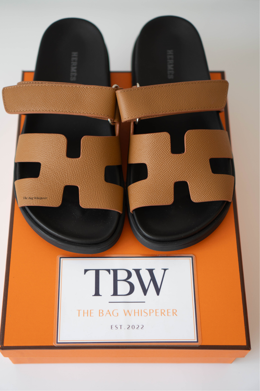 Chypre Sandals – Brown Epsom Leather with Black Sole
