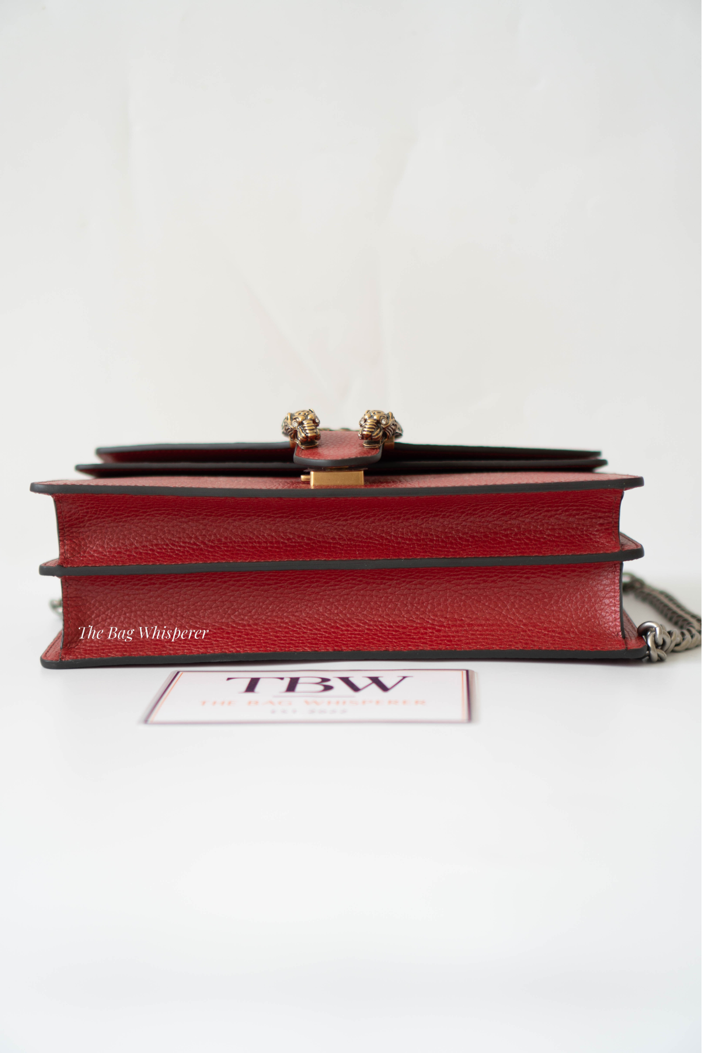Dionysus Medium – Red Textured Leather with Antique Silver Hardware