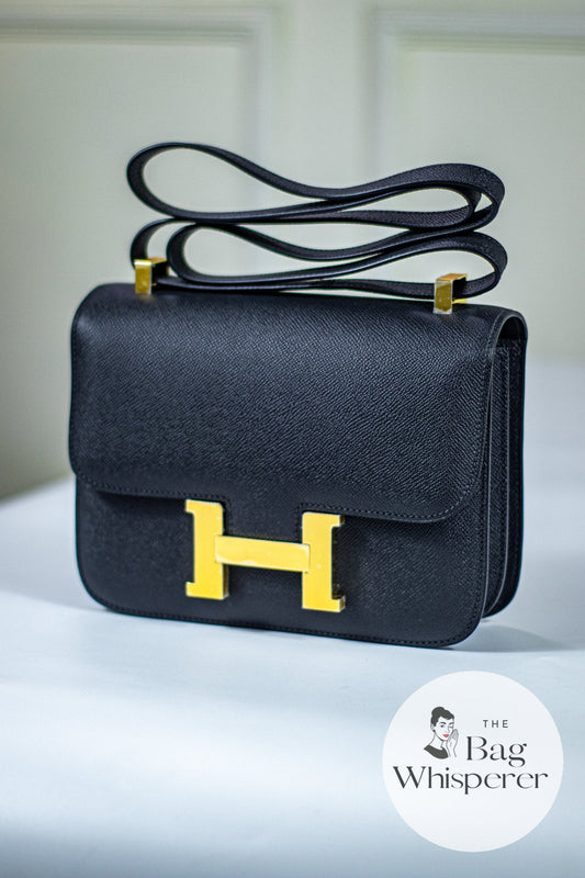 Constance 23 Black Epsom Leather with Gold hardware