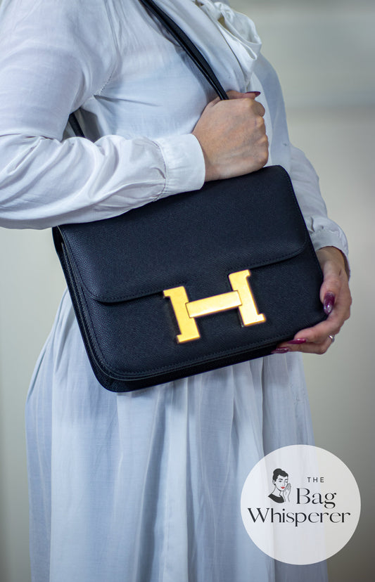 Constance 24 noir epsom leather gold hardware