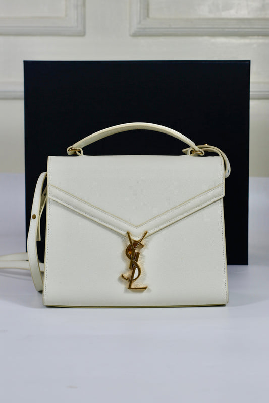 Saint Laurent Cassandra Top Handle – Blanc Vintage with Gold Hardware