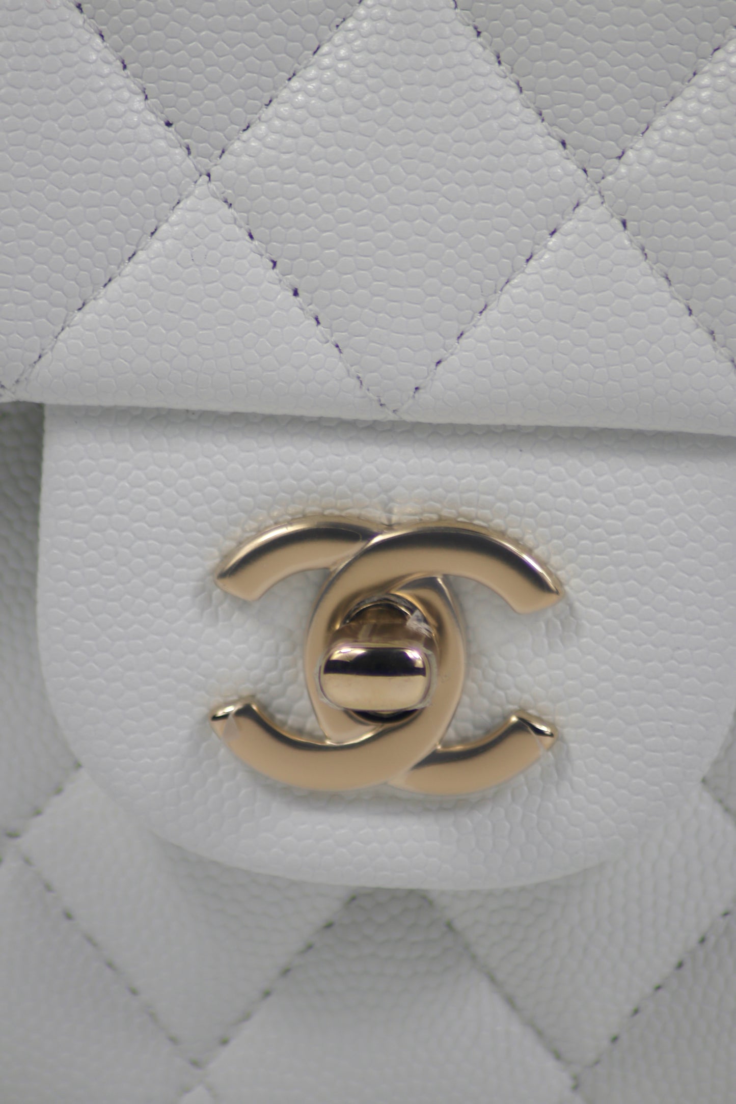 Classic Flap – Pearl White Caviar Leather with Light Gold Hardware