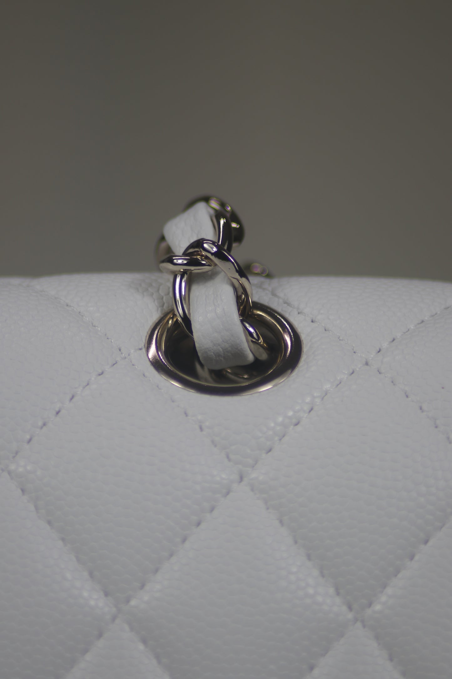 Classic Flap – Pearl White Caviar Leather with Light Gold Hardware