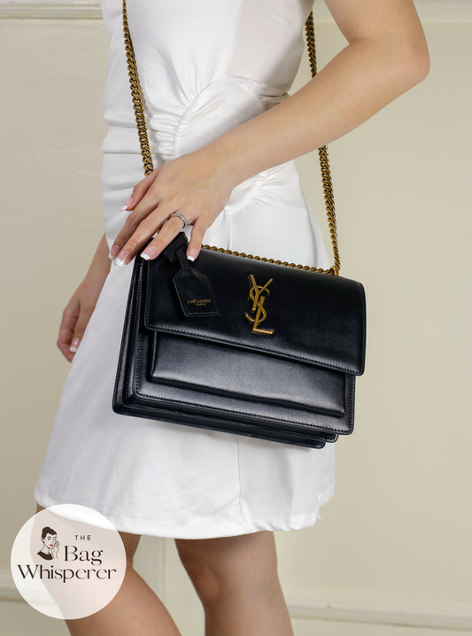 Laurent Sunset Medium – Black with Gold Hardware