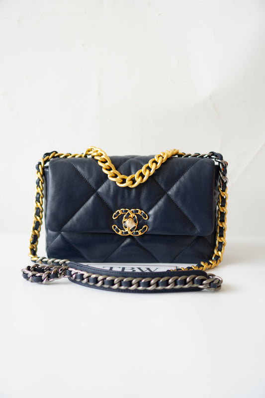 C19 Small – Navy Blue Lambskin with Mixed Metal Hardware
