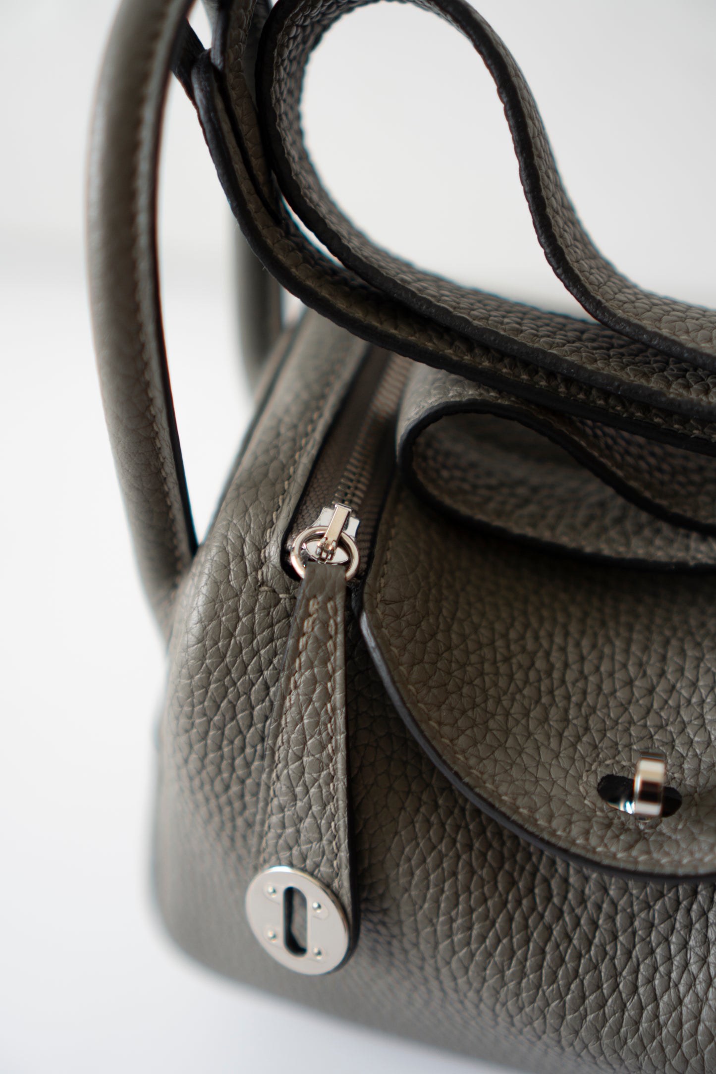 Mini Lindy – Gris Meyer Clemence Leather with Palladium Hardware