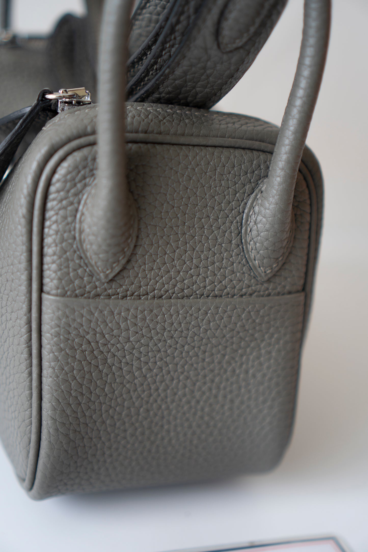 Mini Lindy – Gris Meyer Clemence Leather with Palladium Hardware