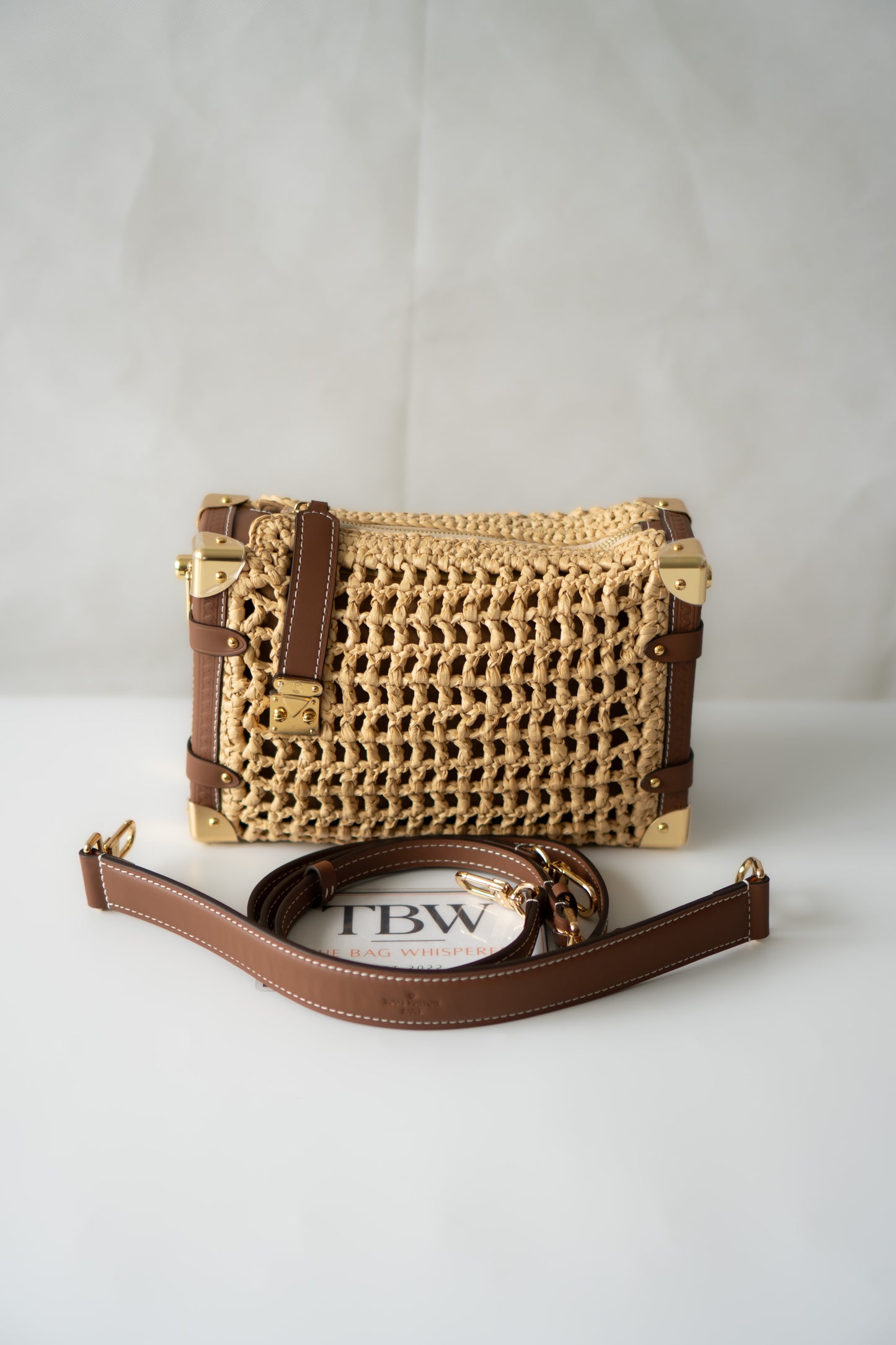 Petite Malle Raffia – Natural Raffia & Tan Calfskin Leather with Gold Hardware