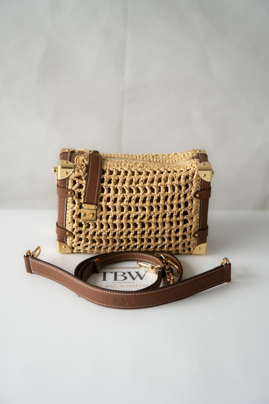 Petite Malle Raffia – Natural Raffia & Tan Calfskin Leather with Gold Hardware