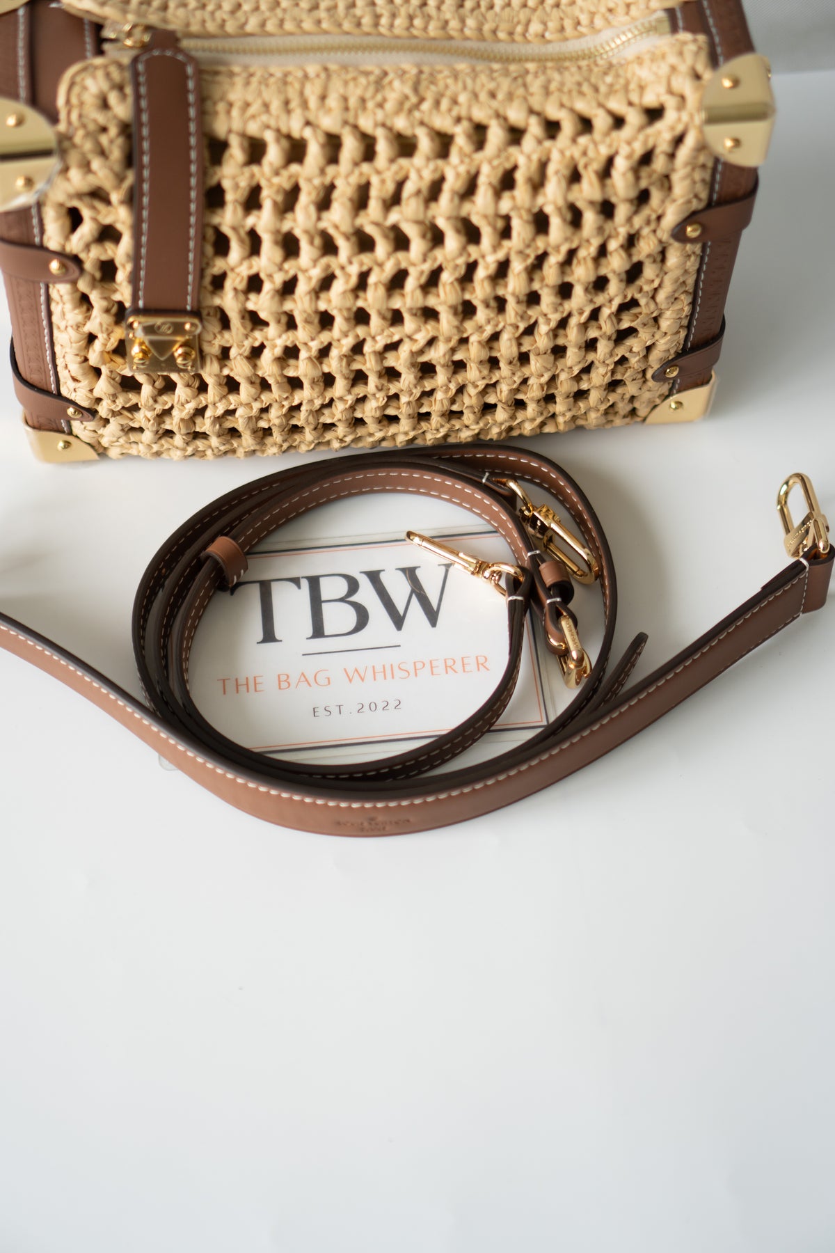 Petite Malle Raffia – Natural Raffia & Tan Calfskin Leather with Gold Hardware