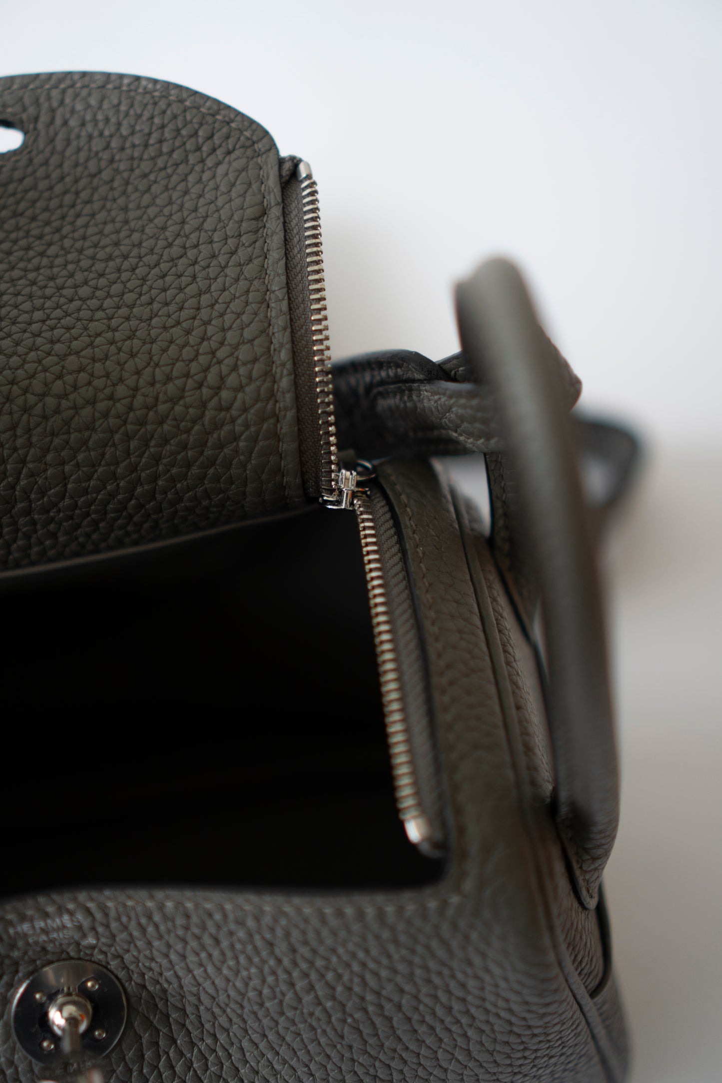 Mini Lindy – Gris Meyer Clemence Leather with Palladium Hardware