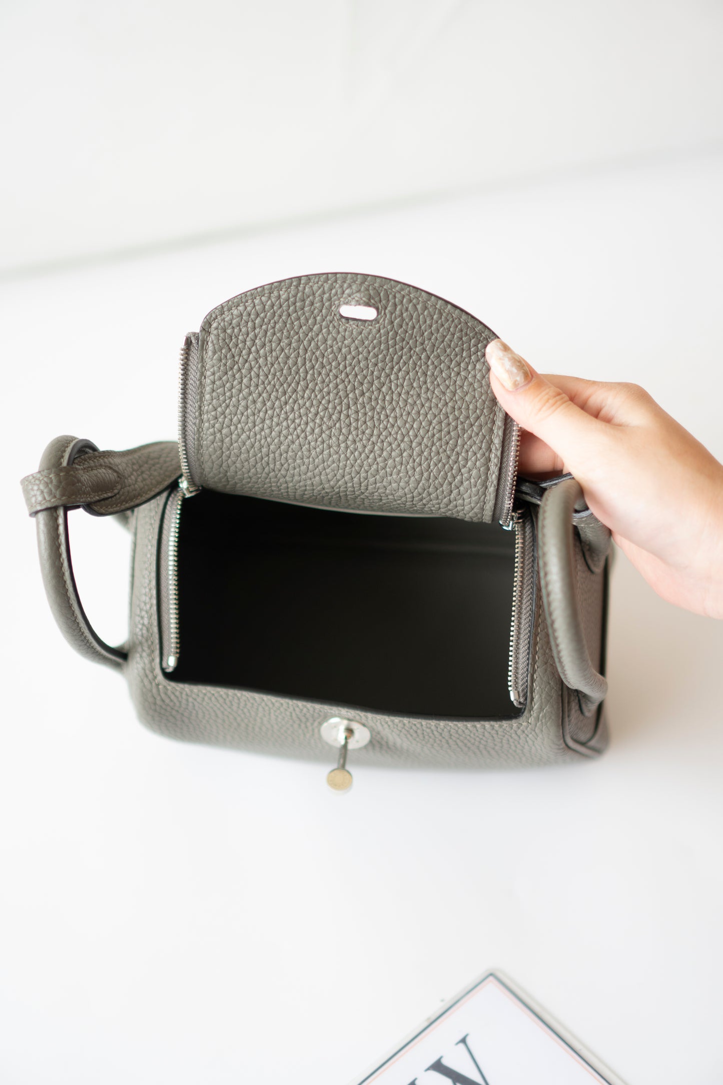 Mini Lindy – Gris Meyer Clemence Leather with Palladium Hardware