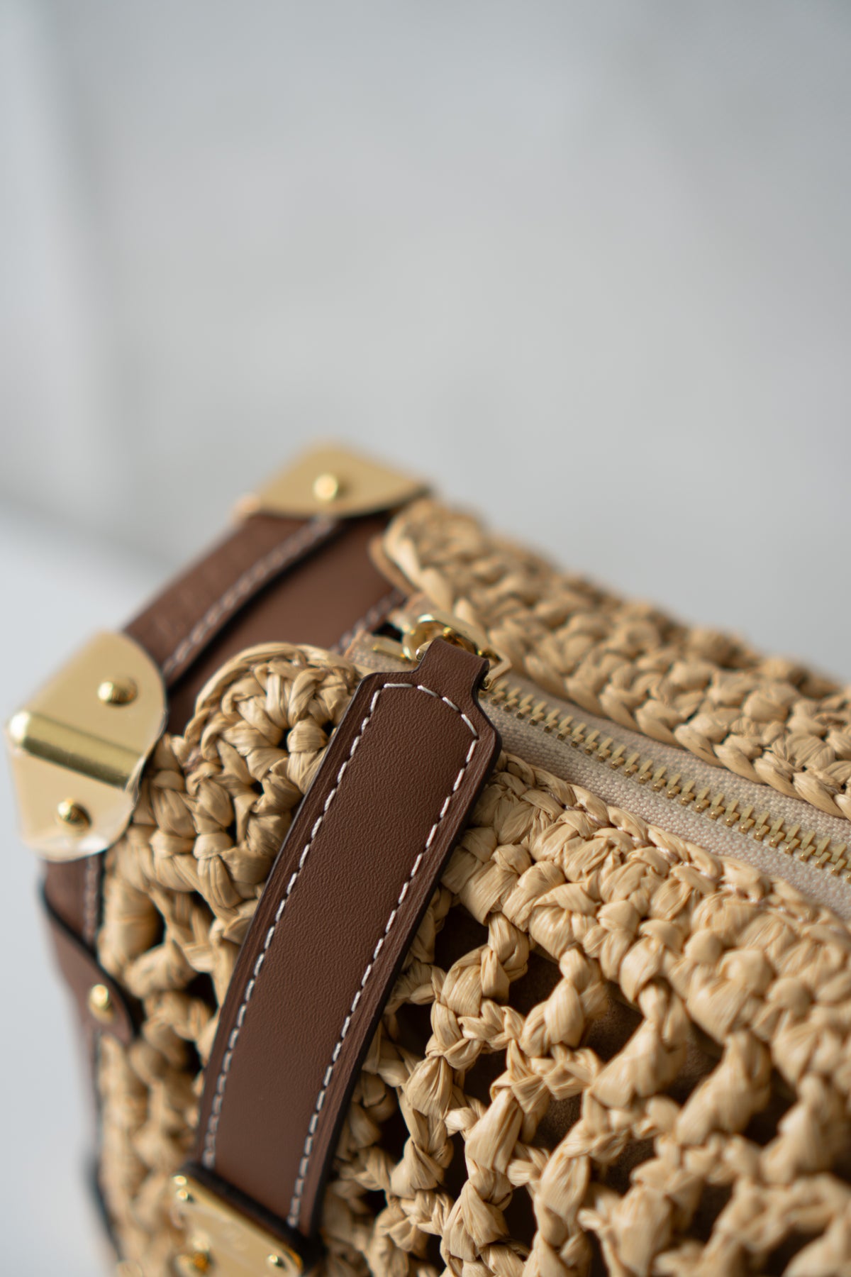 Petite Malle Raffia – Natural Raffia & Tan Calfskin Leather with Gold Hardware