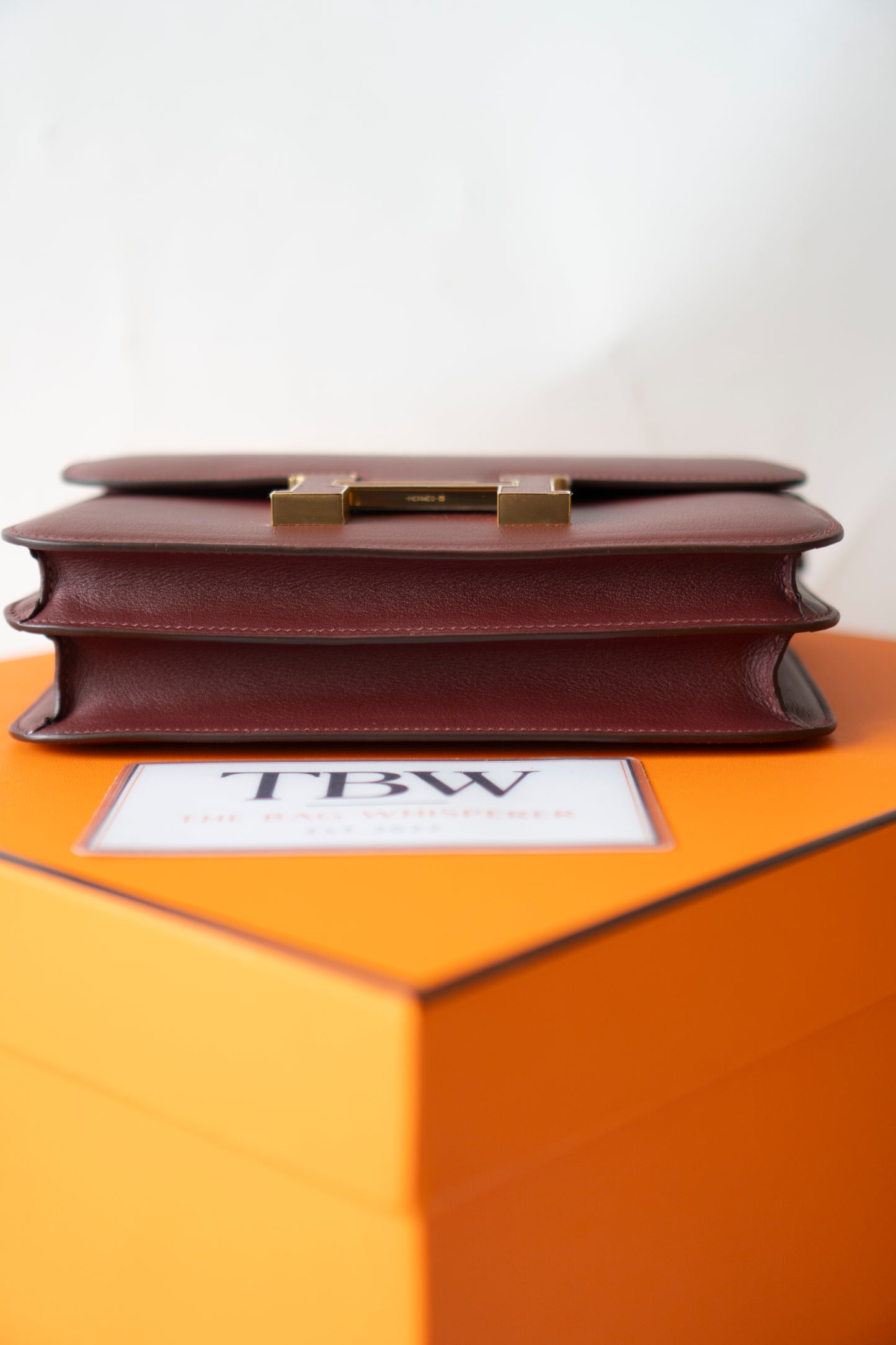 Constanc 24 – Rouge H Evercolor Leather with Gold Hardware (Leather-Covered H Clasp)