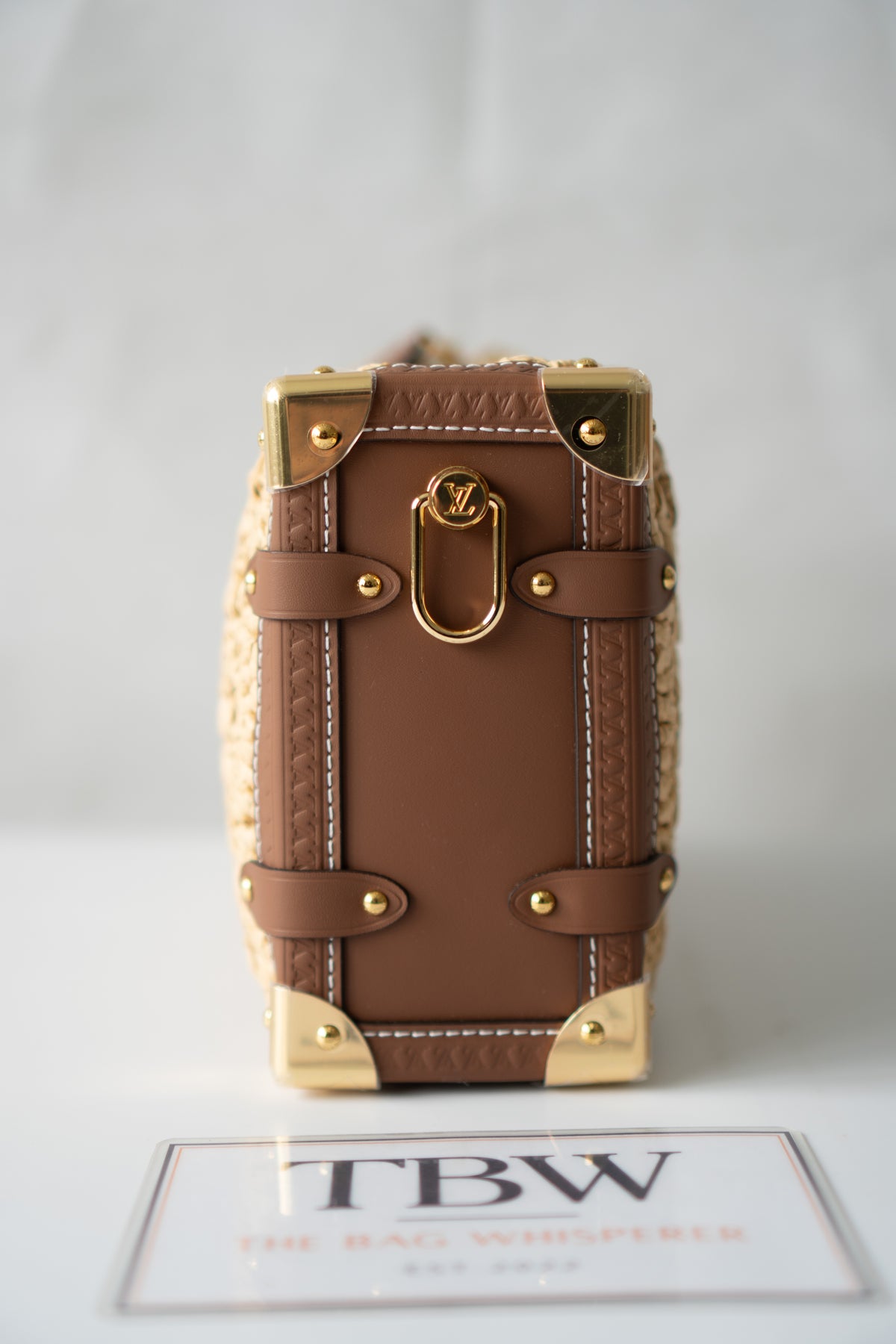 Petite Malle Raffia – Natural Raffia & Tan Calfskin Leather with Gold Hardware