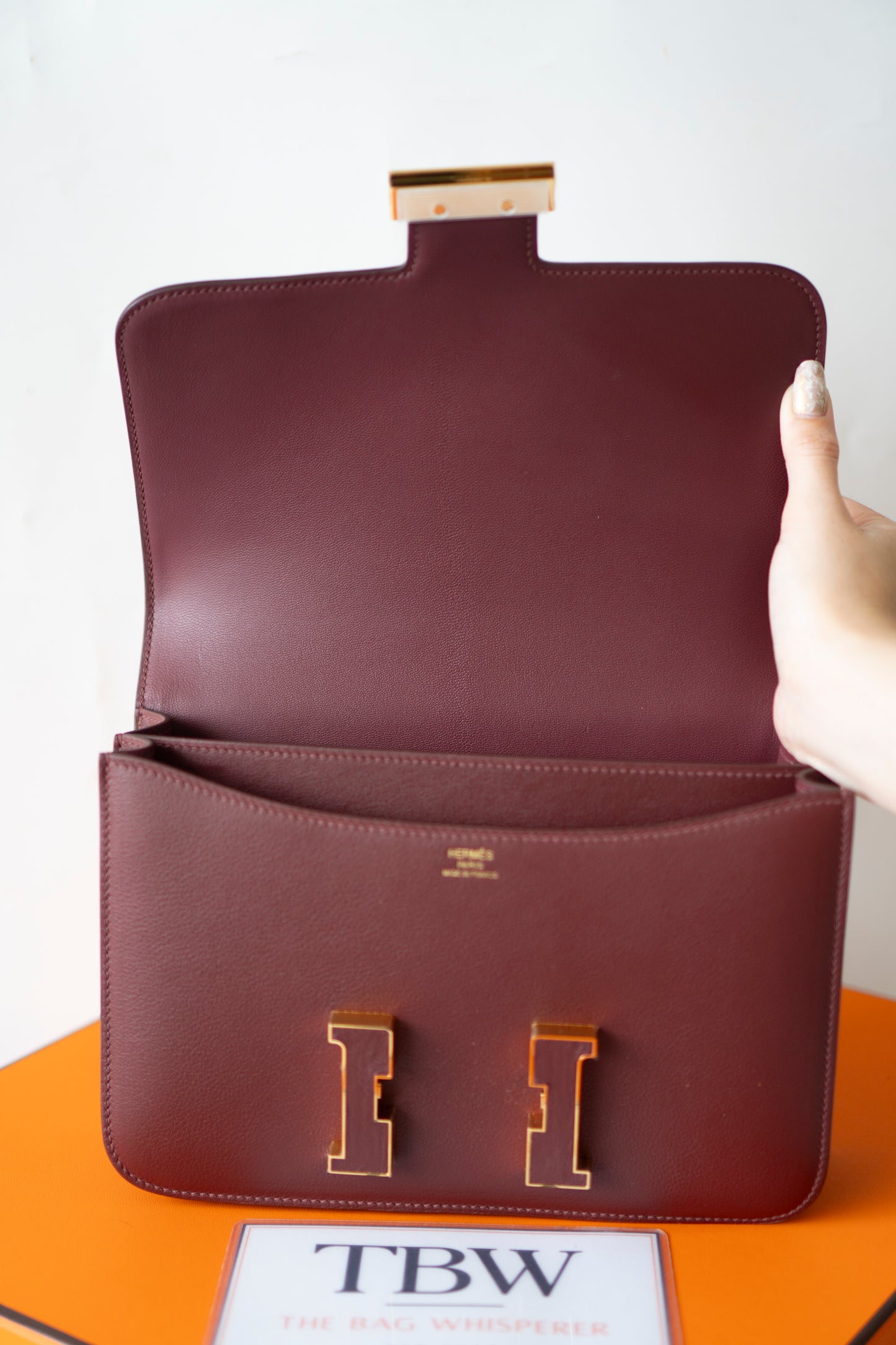 Constanc 24 – Rouge H Evercolor Leather with Gold Hardware (Leather-Covered H Clasp)