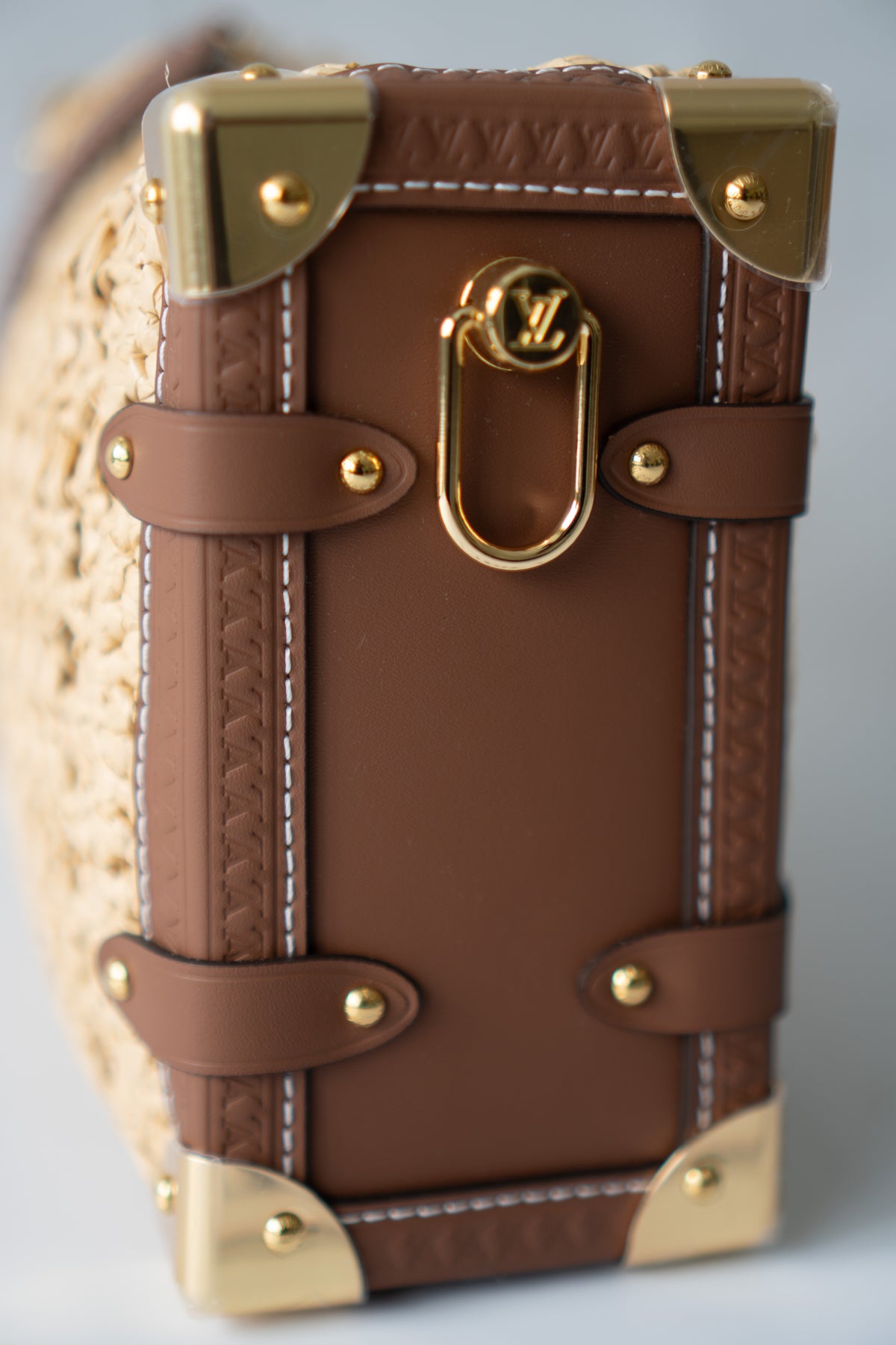 Petite Malle Raffia – Natural Raffia & Tan Calfskin Leather with Gold Hardware