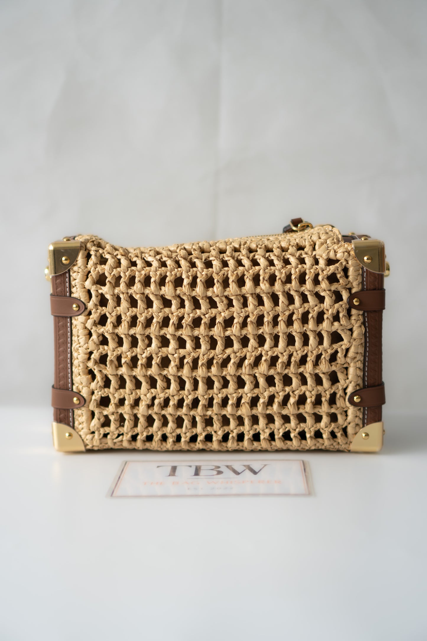 Petite Malle Raffia – Natural Raffia & Tan Calfskin Leather with Gold Hardware