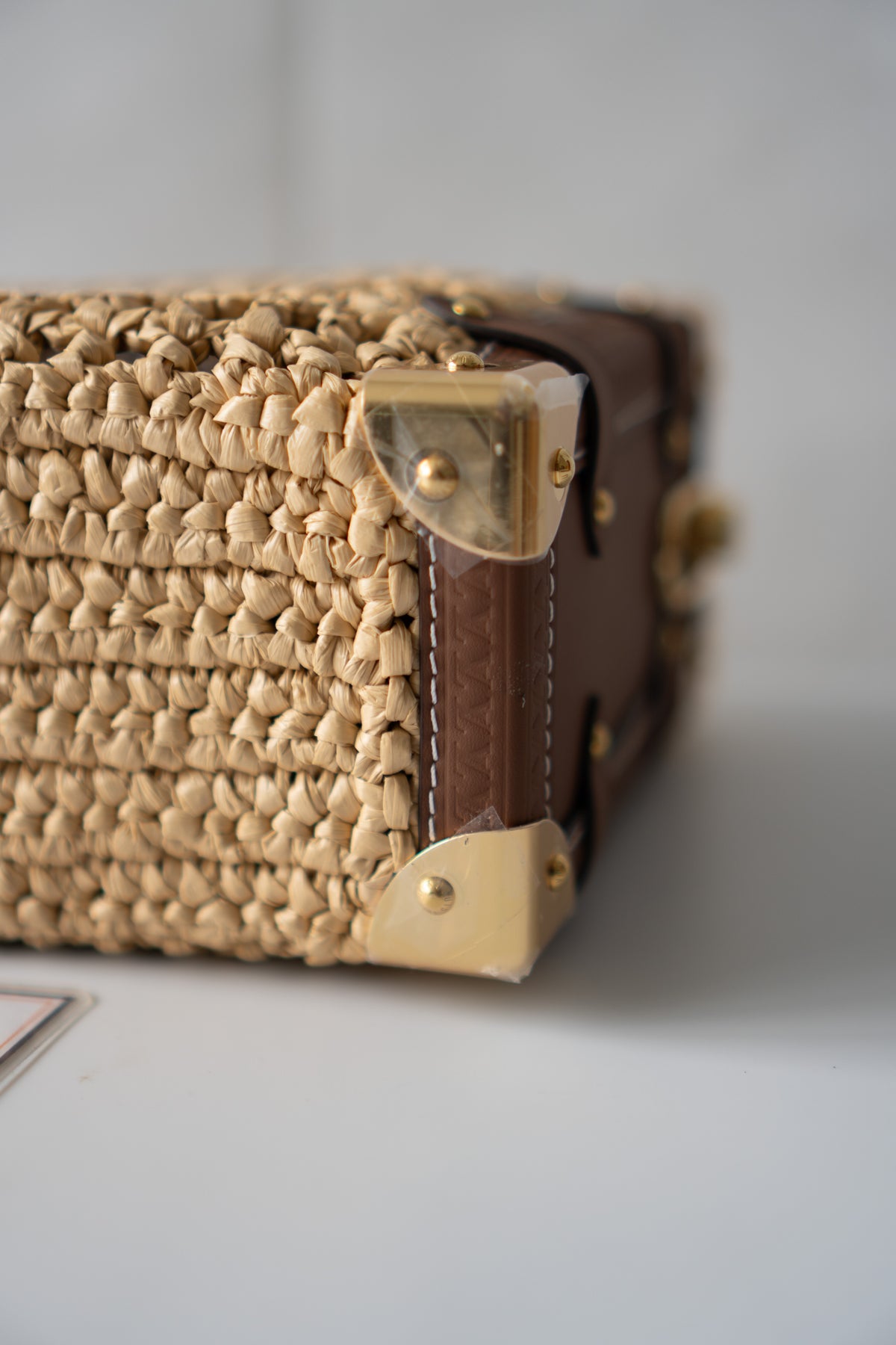 Petite Malle Raffia – Natural Raffia & Tan Calfskin Leather with Gold Hardware