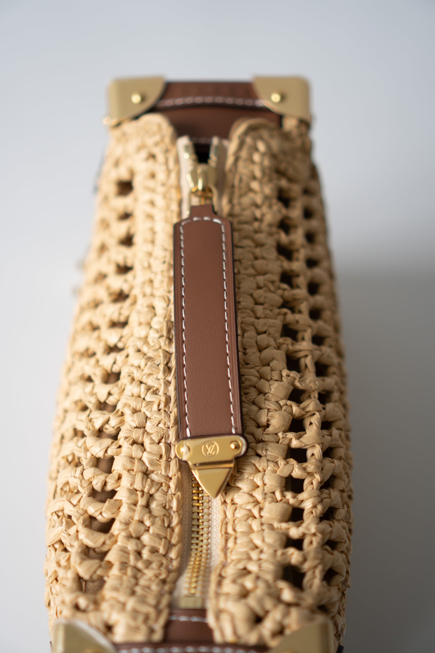 Petite Malle Raffia – Natural Raffia & Tan Calfskin Leather with Gold Hardware