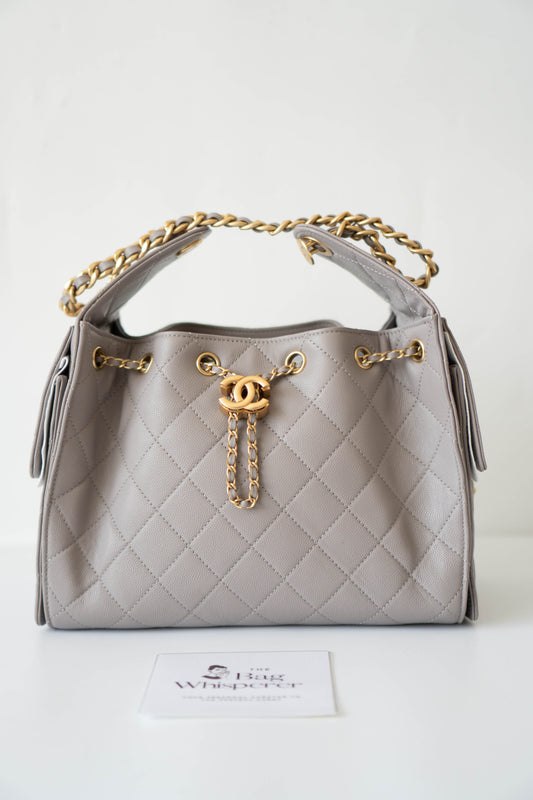 25K Small Hobo Bag – Lilac Grained Calfskin with Gold Hardware