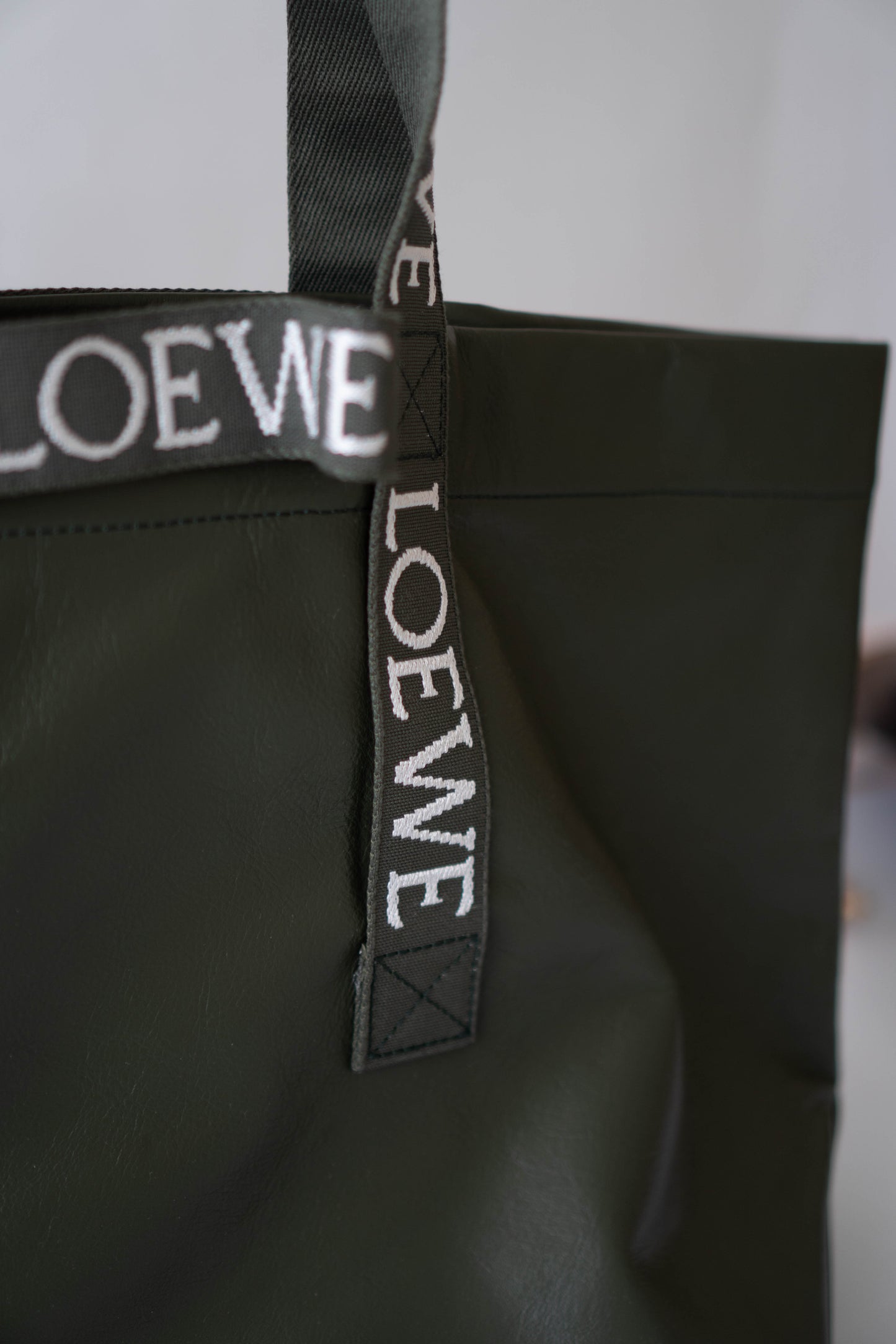 Fold Shopper Tote in Green Paper Calfskin