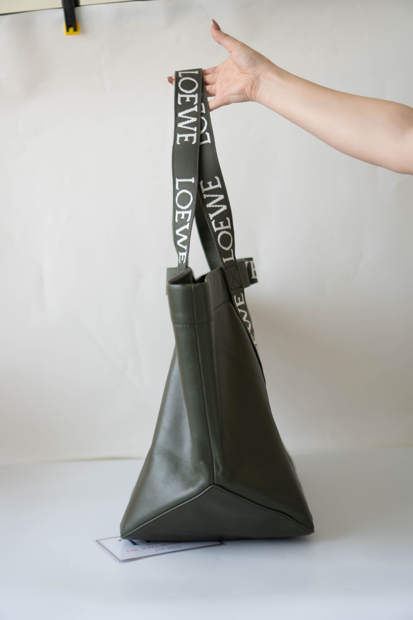 Fold Shopper Tote in Green Paper Calfskin