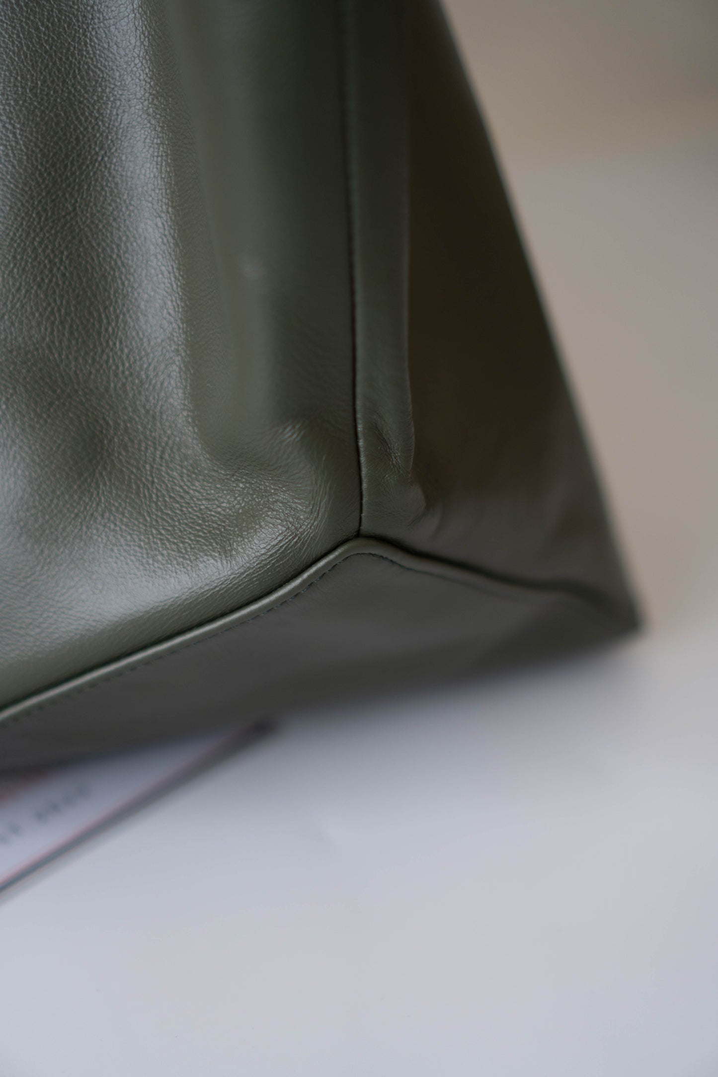Fold Shopper Tote in Green Paper Calfskin