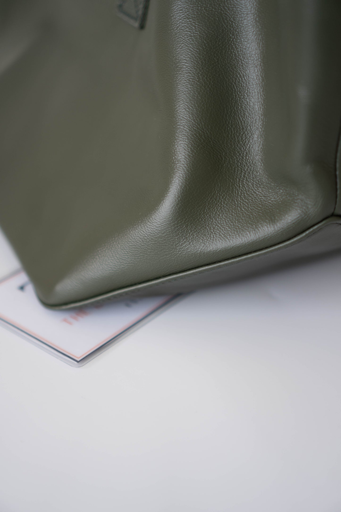 Fold Shopper Tote in Green Paper Calfskin
