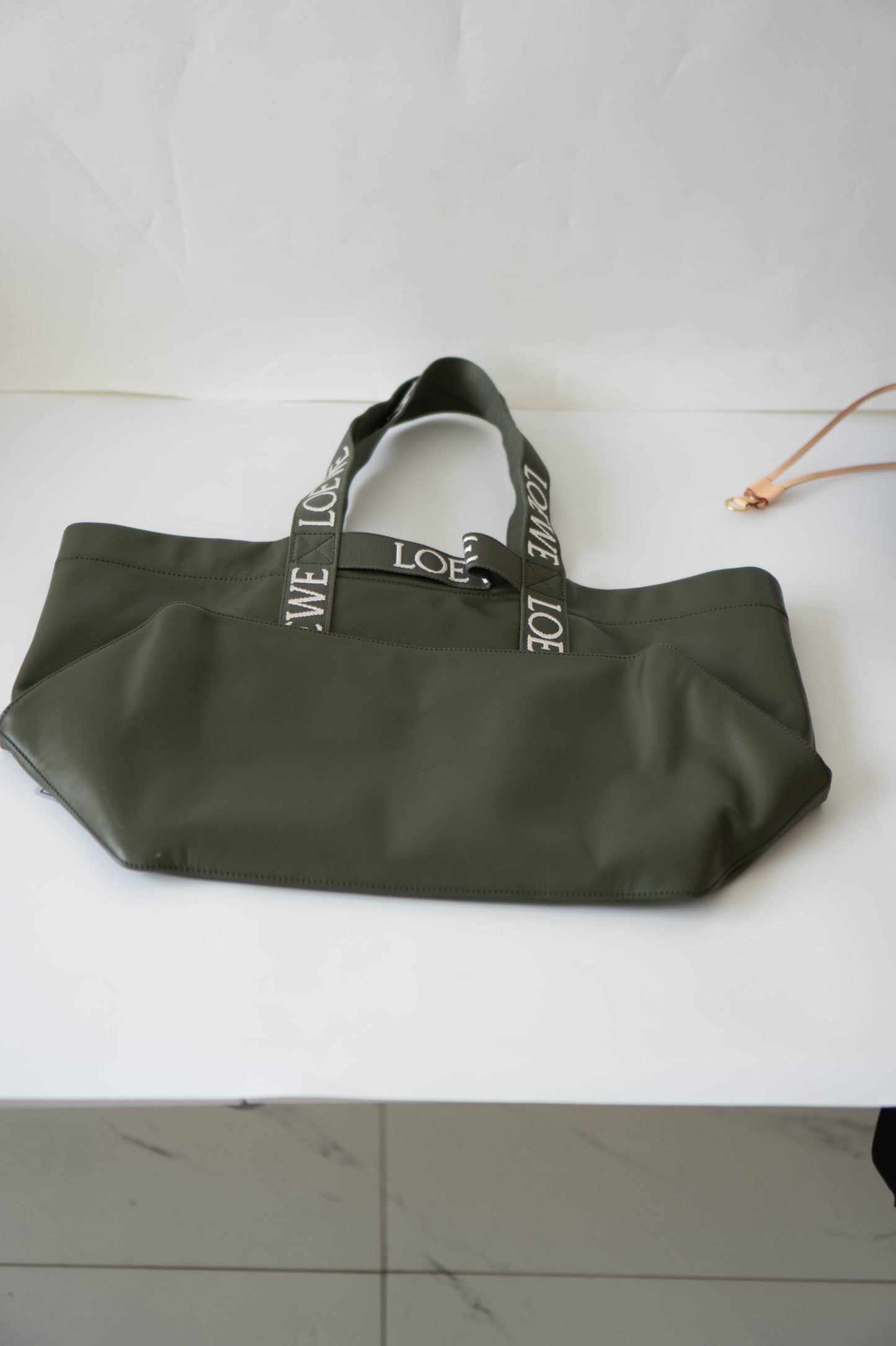 Fold Shopper Tote in Green Paper Calfskin