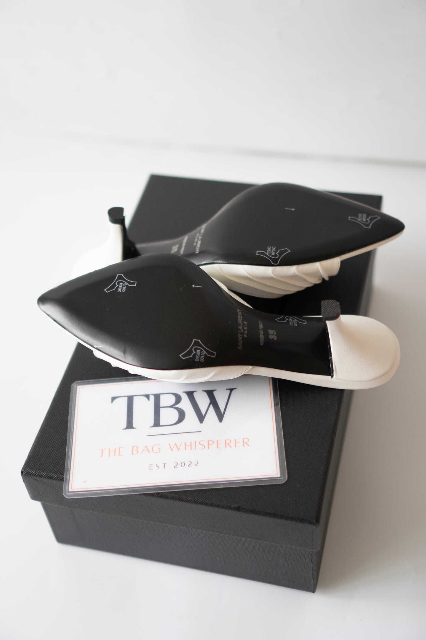 Babylone Mules – White Leather with Gold Cassandre Logo